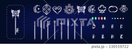 Set of Decorative Key Parts and Elements Set of Decorative Key Parts and Elements 130559722