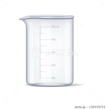 Transparent Laboratory Beaker with Measurements 130559733