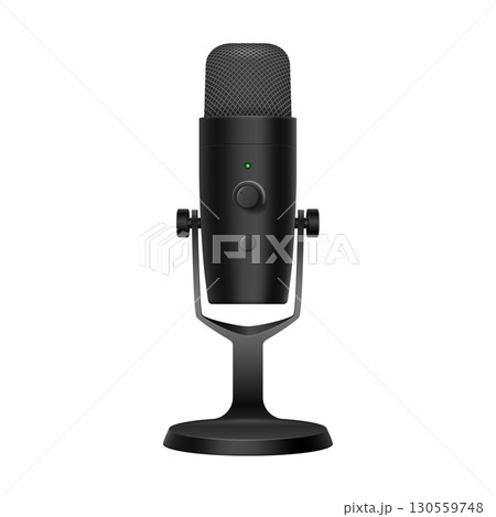 Black Studio Microphone Isolated on White Background Black Studio Microphone Isolated on White Background 130559748