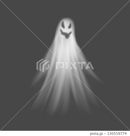 Smiling Ghost Illustration on Dark Background 130559774
