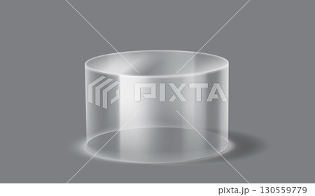 Transparent Glass Cylinder on Gray Background 130559779