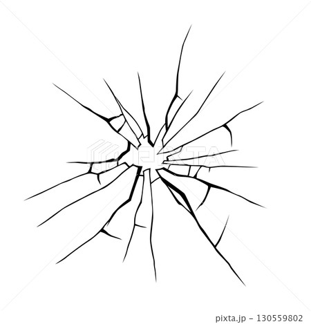 Glass crack broken texture window. Ice glass cracked effect background bullet mirror transparent isolated illustration 130559802