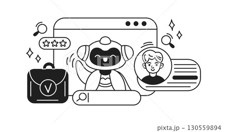 Friendly Robot Character with User Interface Elements 130559894