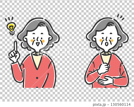 納得理解するシニア女性 上半身 ベクター 納得理解するシニア女性 上半身 ベクター 130560114