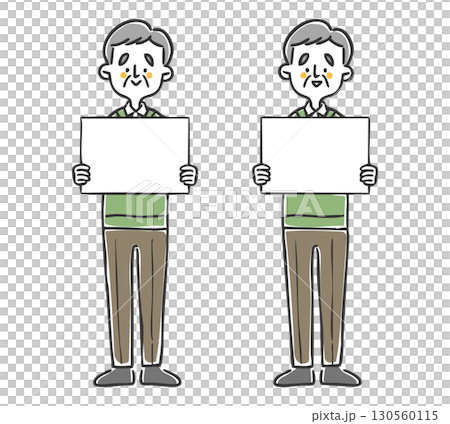 拿著木板的老人，全身，向量圖 130560115