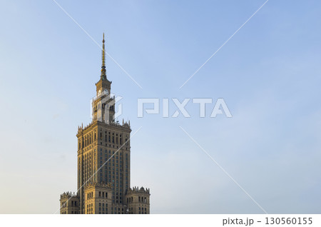 Warsaw city landmark, the Palace of Culture and Science with its tall spire and clock tower, Warsaw city landmark, the Palace of Culture and Science with its tall spire and clock tower, 130560155