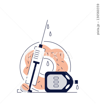 Diabetes disease concept,Become healthy,flat design icon vector illustration 130560359