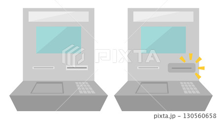 ATMのカード挿入口に機械が設置されたカードのスキミングのイメージ素材 130560658