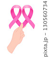 Pink ribbon symbol design with hand.  130560734