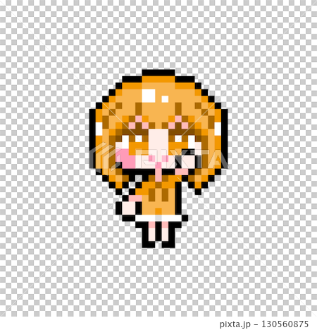 Pixel art character: Short-haired girl raising her hand (8) 130560875