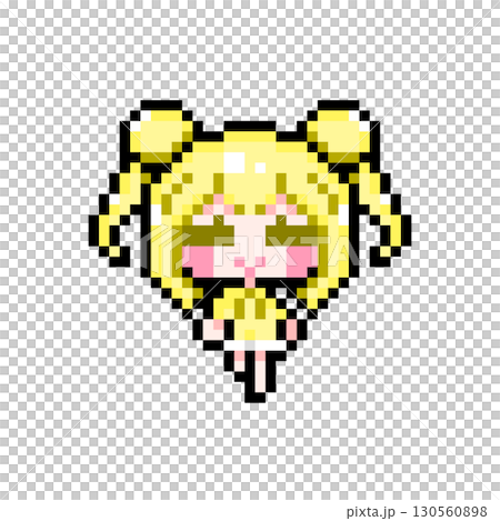 Pixel Art Character Walking Girl with Bun and Twin Tail (3) 130560898