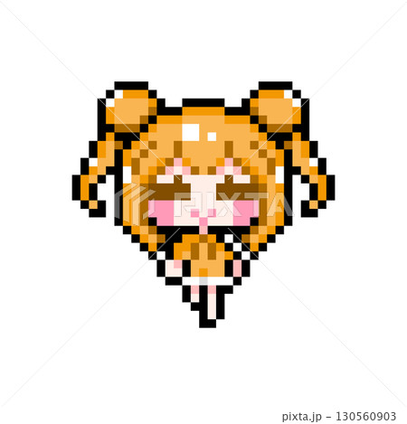 ドット絵キャラクター 歩くお団子ツインテールの女の子 (8) 130560903