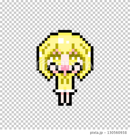 ドット絵キャラクター 両手を上げるショートヘアの女の子 (3) 130560938
