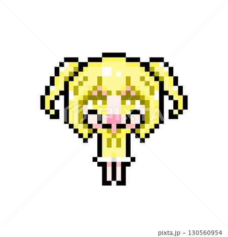 ドット絵キャラクター 両手を上げるミニツインテールの女の子 (3) 130560954