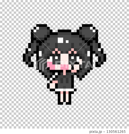 ドット絵キャラクター 元気に挙手するお団子ツインテールの女の子 (6) ドット絵キャラクター 元気に挙手するお団子ツインテールの女の子 (6) 130561265