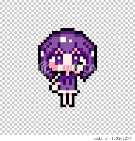 ドット絵キャラクター 元気に挙手するショートヘアの女の子 (7) 130561277