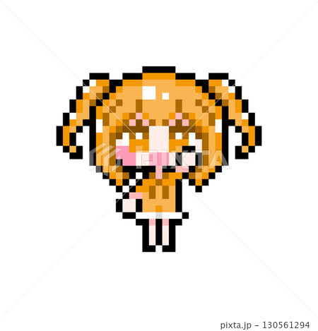 ドット絵キャラクター 元気に挙手するミニツインテールの女の子 (8) ドット絵キャラクター 元気に挙手するミニツインテールの女の子 (8) 130561294