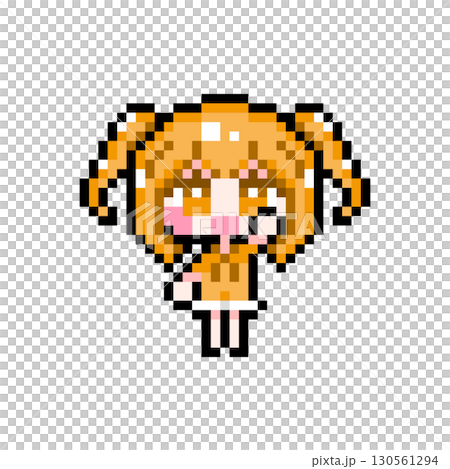 ドット絵キャラクター 元気に挙手するミニツインテールの女の子 (8) ドット絵キャラクター 元気に挙手するミニツインテールの女の子 (8) 130561294