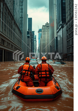 portrayal street buildings waters edge sky light scene 130561342