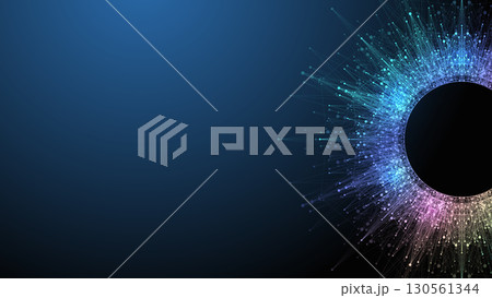 Scientific vector illustration quantum computer technology. Plexus fiction effect. Deep learning artificial intelligence. Big data algorithms visualization. Quantum explosion background. 130561344