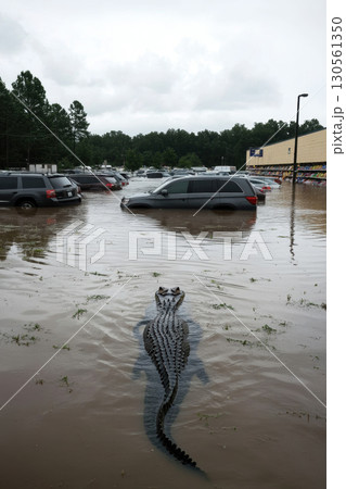 alligator parking lot alligators scales eyes appearance submerged 130561350