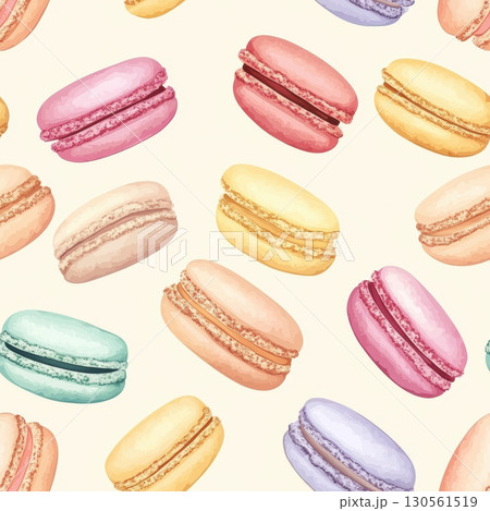paris pattern macarons illustration pastel seamless general simple background 130561519