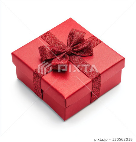 gift glittery box bow red general simple background white background 130562019