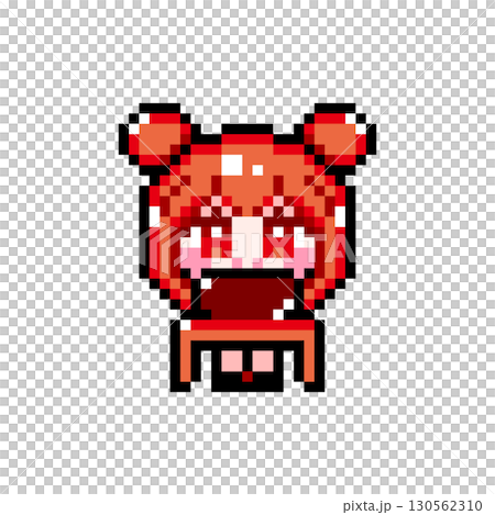 Pixel art character: A girl with twin buns using a computer (4) Pixel art character: A girl with twin buns using a computer (4) 130562310