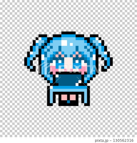 ドット絵キャラクター パソコンをするミニツインテールの女の子 (2) 130562316