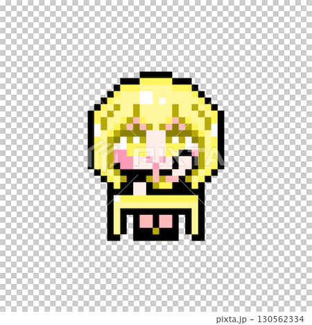 ドット絵キャラクター 机に座って挙手するショートヘアの女の子 (3) 130562334