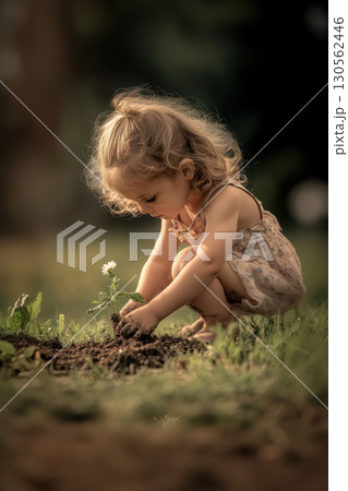 girl flower garden scene girls details dress sun 130562446