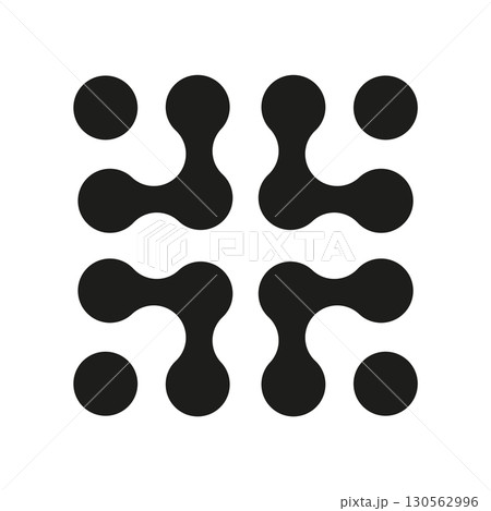 Connected dots symbol isolated on a white background. Abstract circles pattern. Blob design elements. Metaball icon. Vector graphic illustration. Minimal logo.  130562996