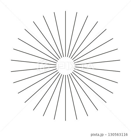 Radial circle lines. Abstract illusion geometric shape. Circular lines element. Symbol of sun star rays. Flat design icon. Spokes with radiating stripes. Vector graphic template. Radial circle lines. Abstract illusion geometric shape. Circular lines element. Symbol of sun star rays. Flat design icon. Spokes with radiating stripes. Vector graphic template. 130563116