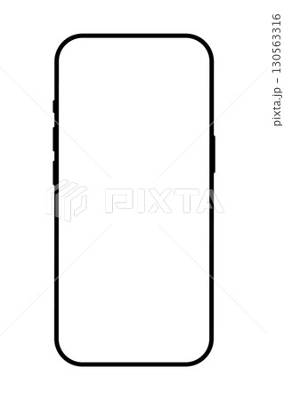 Smartphone frame mockup. Gadget symbol. Device flat front view. Sign for website design, ui, mobile app. Blank smart phone screen template. Mobile phone black icon isolated on white background. 130563316