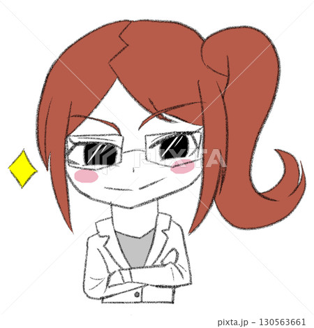 白衣を着た女の子が得意気になっている 130563661