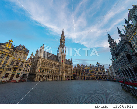 Town Hall and Grand Place Early Morning. City of Brussels, Belgium Town Hall and Grand Place Early Morning. City of Brussels, Belgium 130563918