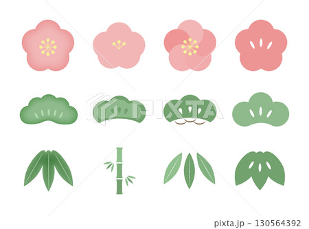 松竹梅 手描き風 松竹梅 手描き風 130564392