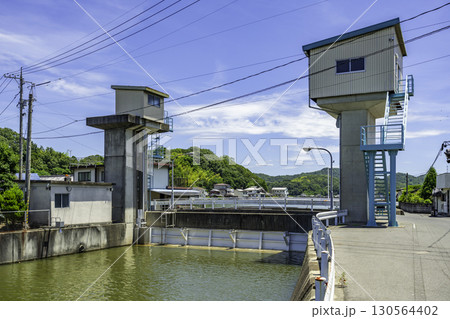 水門町　千町川大水門　岡山県岡山市 130564402