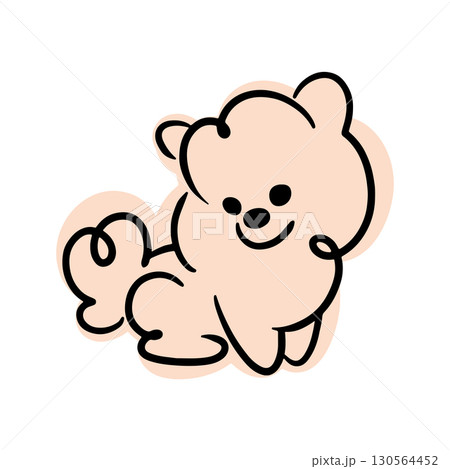 Cute doodles. Fluffy dog. Poodle, lapdog, spitz. Minimalistic illustration, children's print. Cute doodles. Fluffy dog. Poodle, lapdog, spitz. Minimalistic illustration, children's print. 130564452
