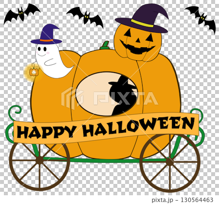 Pumpkin carriage (Halloween) with letters 130564463