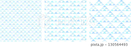 青系の三角形のパターンが並ぶ鱗文のデザインセット 130564493