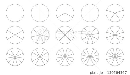 Segment slice icon. Pie chart template. Circle section graph line art. 1,2,3,4,5,6,7,8,9,10,11,12,13,14,15 segments infographic. Diagram wheel parts. Geometric element. Segment slice icon. Pie chart template. Circle section graph line art. 1,2,3,4,5,6,7,8,9,10,11,12,13,14,15 segments infographic. Diagram wheel parts. Geometric element. 130564567