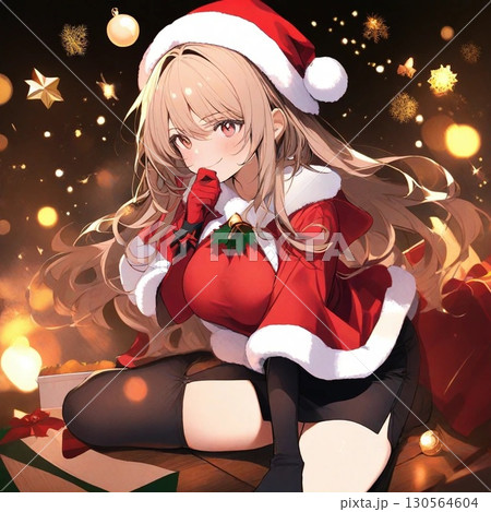 サンタコスチュームを着た女性イラスト 130564604