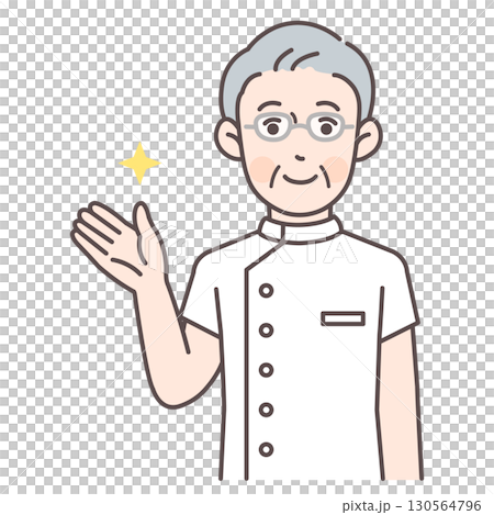 案内するシニア男性看護師 130564796