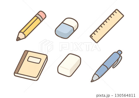 文房具イラスト6種セット 130564811