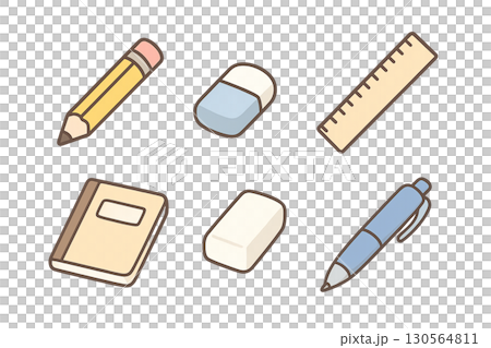 文房具イラスト6種セット 130564811