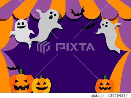 ハロウィンの壁紙背景素材　お化けとカボチャとテント 130564834