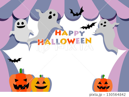 ハロウィンの壁紙背景素材　お化けとカボチャとテント 130564842