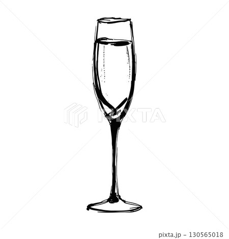 Sketch of Elegant Straight-Stemmed Champagne Glass 130565018
