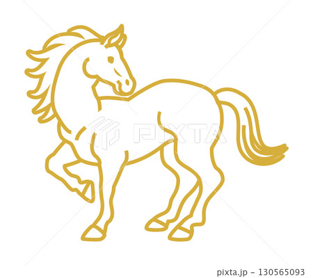 振り返る馬のクリップアート - 線画 130565093